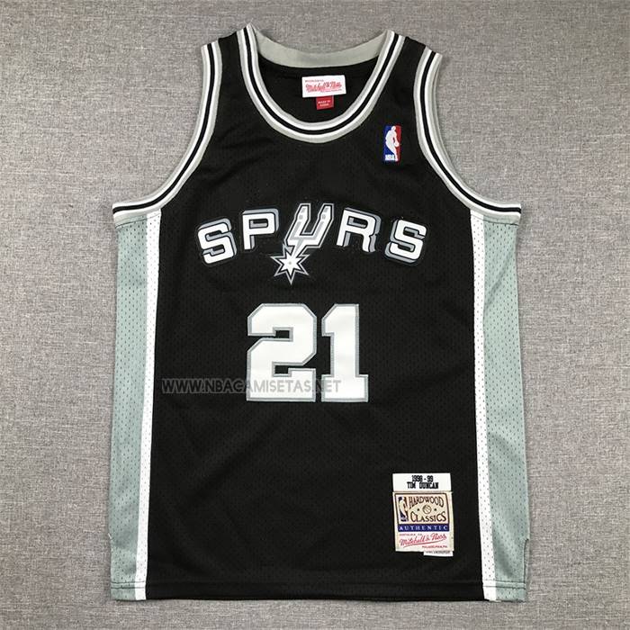 Camiseta Nino San Antonio Spurs Tim Duncan NO 21 Mitchell & Ness 1998-99 Negro